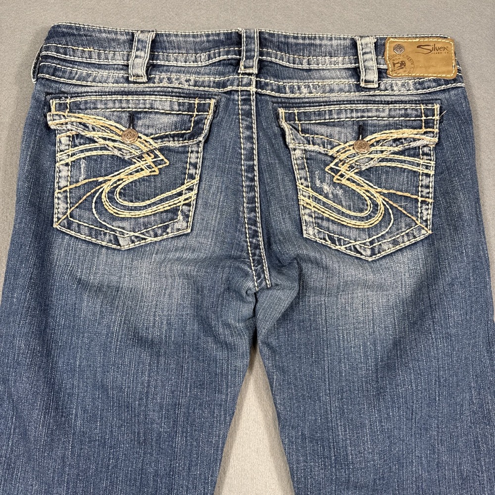 Silver Jeans Western Pioneer Boot 31/35 DISTRESSED WHISKERING